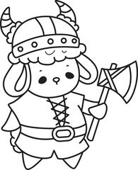 Fototapeta premium Coloring pages of Cute sheep hand drawn emotes icon