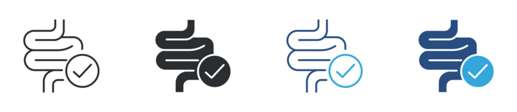digestive health icon set. gut wellness symbol. internal health, medical check, healthy digestion concept. vector illustration.