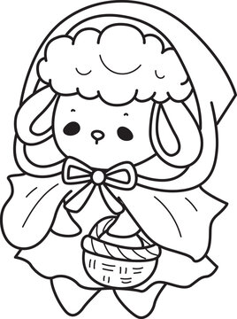 Coloring pages of Cute sheep hand drawn emotes icon