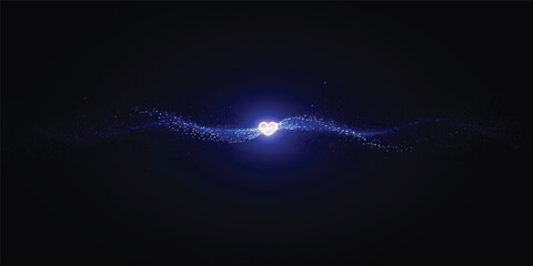 Glowing blue waves of digital light and dark energy create a motion texture background with flowing lines across a deep space backdrop © TANZUM AKTER