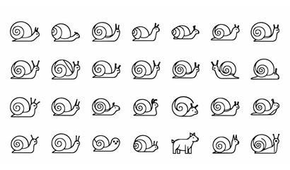 Minimalist snail outline icon set with editable stroke simple spiral shell animal vector collection © Shameem