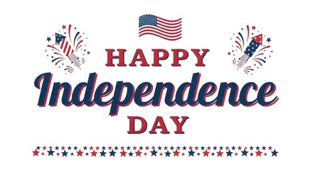 Obraz premium Happy independence day graphic isolated on white background