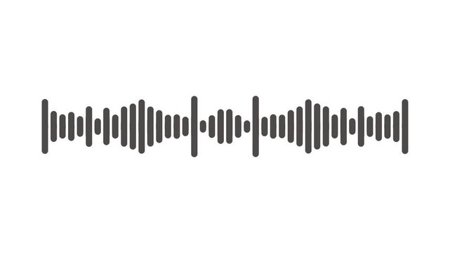 Simple podcast audio waveform motion graphics, minimalist sound spectrum analyzer on white, elegant music frequency visualization, clean voice recording intro loop for your media. 4k video