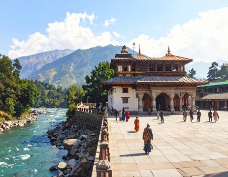 Chamunda Devi Temple Dharamshala Riverside Temple Dhauladhar Mountains Himachal Scenic Real View