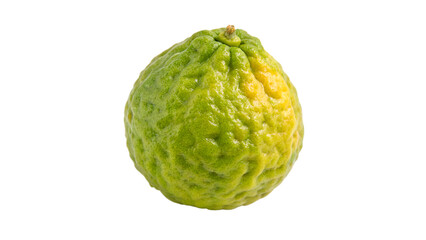 Fototapeta premium Bergamot fruit sitting on a white background showing its unique shape and texture isolated on transparent background 