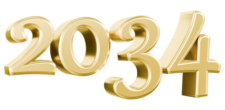 Golden three dimensional numbers for year 2034