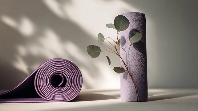 a purple sheet roll on with leaves