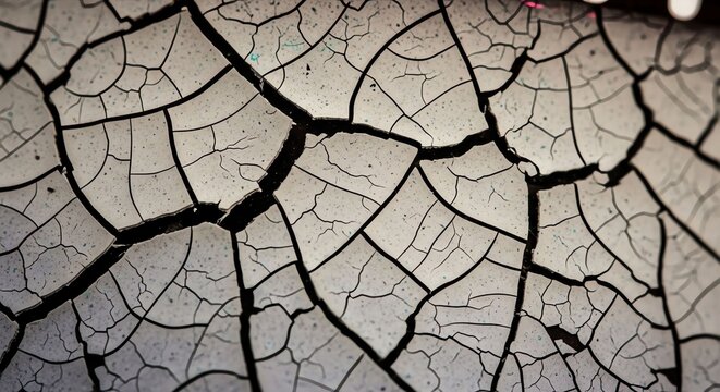 Close-up of Cracked Dry Earth Surface Showing Parched Soil Texture.