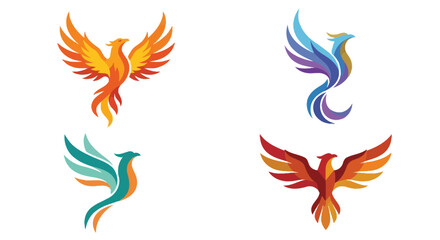 Fototapeta premium Phoenix bird designs colorful vector illustrations on white background