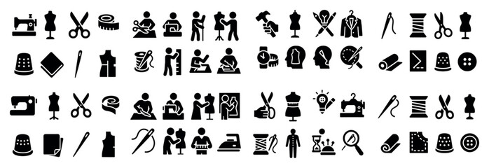 Fototapeta premium Sewing and tailoring icons collection
