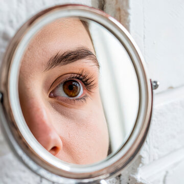 reflection of the eye in the mirror