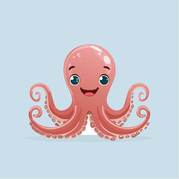Pieuvre kawaii orange souriante en illustration cartoon