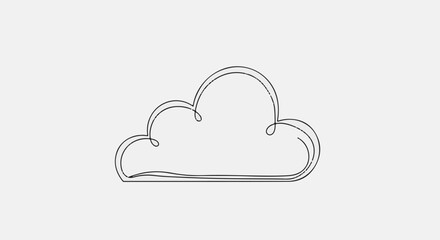 Fototapeta premium Abstract continuous line drawing of a stylized cloud outline on a gray background