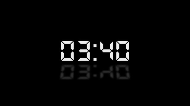 4 minute countdown animation from 240 seconds to 0 seconds on a transparent background, 4 minute countdown timer with alpha channel