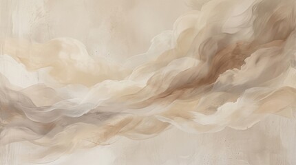 Obraz premium Soft beige and brown abstract texture with layered cloud like forms, warm neutral background for interior, wellness or editorial design, gentle depth, refined detail, no logos