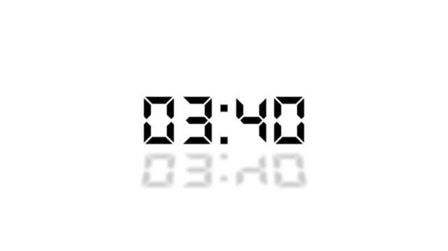 4 minute countdown animation from 240 seconds to 0 seconds on a transparent background, 4 minute countdown timer with alpha channel