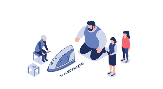 Illustration of an Iron of Integrity with People Around It.