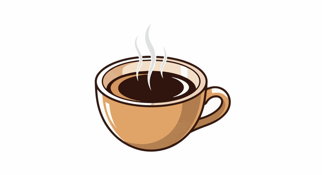 A steaming cup of coffee in a simple cartoon style