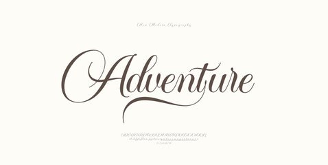Adventure, Luxury alphabet letters font. Typography Elegant classic serif fonts and number decorative logo wedding vintage retro concept.  © Elifaa