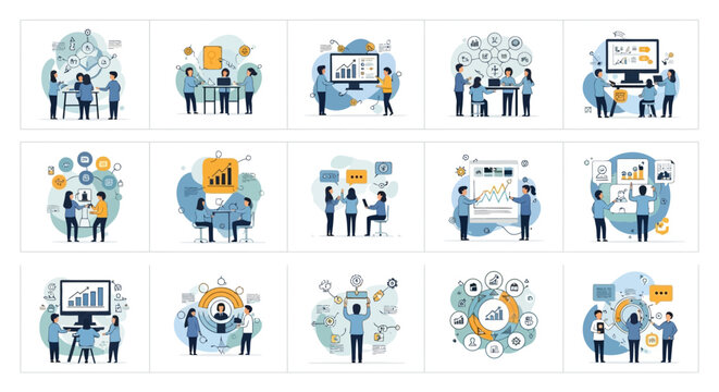 Business infographic elements with people.