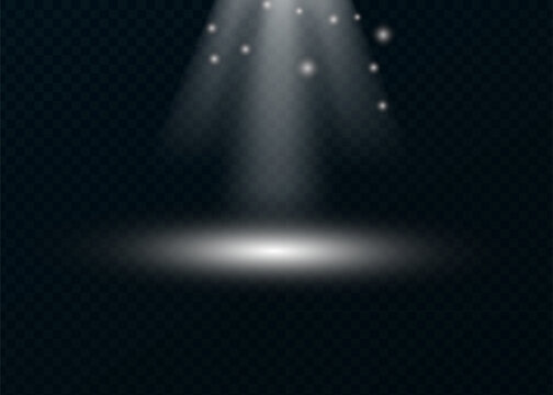 Stage spotlight beam with particles and lens flare on dark background spotlight background performance illumination