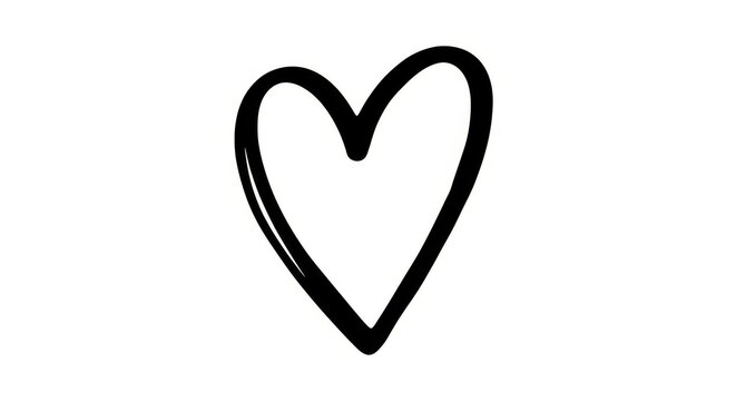 Hand drawn heart symbol on white background