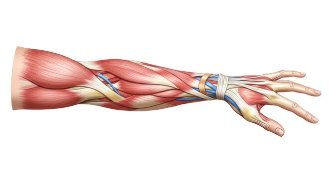 Human arm muscle anatomy illustration.