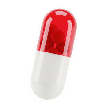 A red and white capsule pill