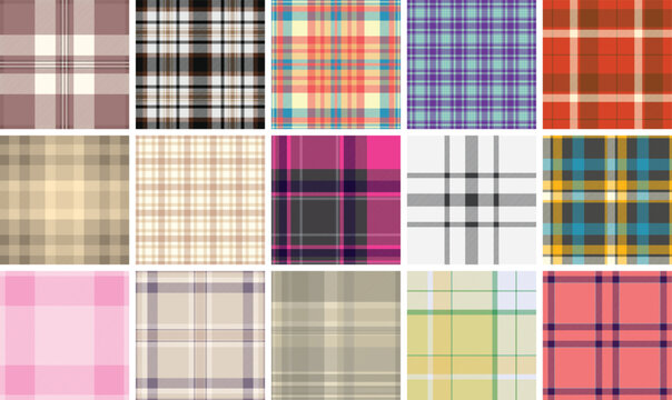 Plaid collection designed for printable DIY materials. Tartan backgrounds enhance creative project kits. Vector output remains refined.