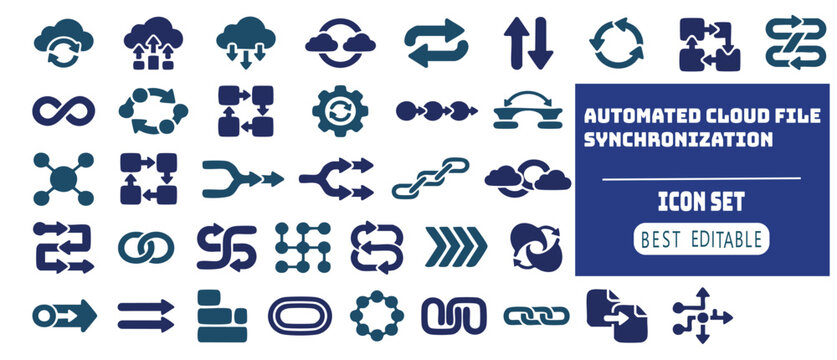 Collection of various computer data synchronization and cloud computing icons representing exchange and transfer processes
