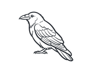 Fototapeta premium minimalist line art white dove perched in profile on plain background illustration