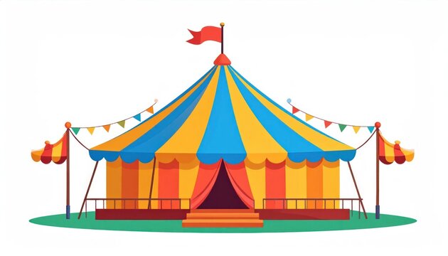 Vibrant Circus Tent with Colorful Bunting and Flags.