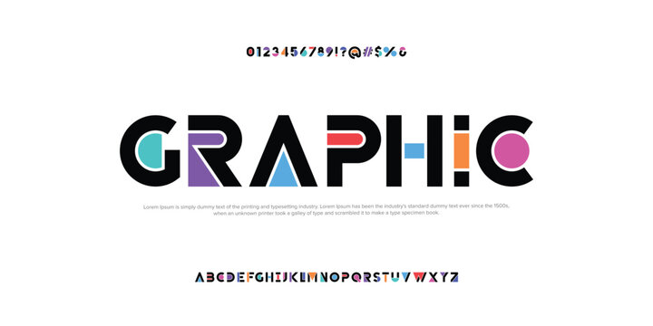 Creative digital technology logo font alphabet. Minimal modern urban fonts for logo, brand etc. Typography typeface uppercase lowercase and number. vector illustration 