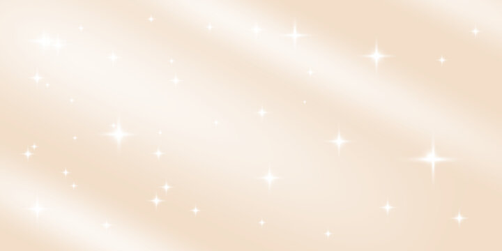 Light disco beige gradient background. Glamour silk fabric bg. Creamy flare texture for elegant abstract birthday backdrop. Horizontal cover with subtle starry pattern. Pale beige gradation vector.