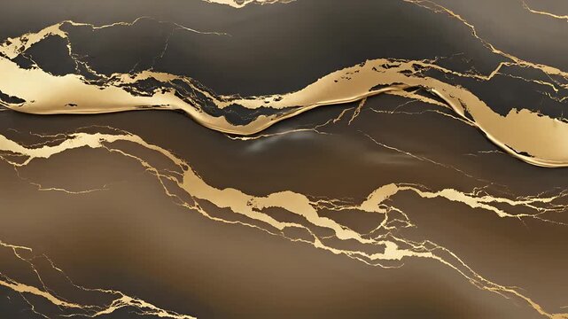 Abstract Dark Brown Marble Texture with Golden Veins Flowing Seamlessly.