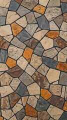 Obraz premium Decorative stone pathway with irregular cobblestones in natural warm colors.