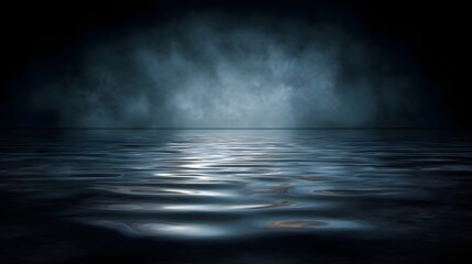 Fototapeta premium Ethereal mist emanating from a deep rippling body of water creates a mysterious and dramatic backdrop