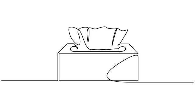 Animation continuous single line drawing Tissue box. Full length one line 4K video clip. Animation continuous single line drawing Tissue box. Full length one line motion
