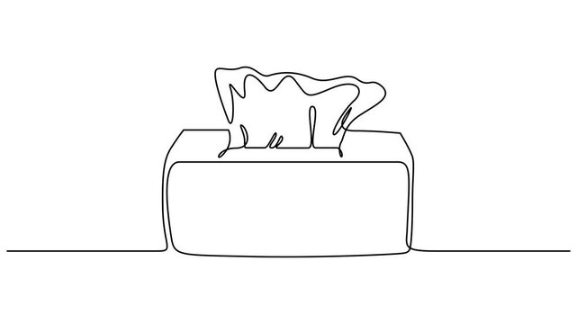 Animation continuous single line drawing Tissue box. Full length one line 4K video clip. Animation continuous single line drawing Tissue box. Full length one line motion