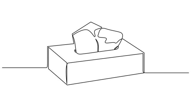 Animation continuous single line drawing Tissue box. Full length one line 4K video clip. Animation continuous single line drawing Tissue box. Full length one line motion