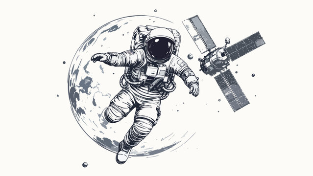 Astronaut floating in space exploring cosmos mission