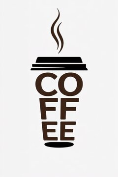 A brown coffee cup with steam rising from the top on a light gray background