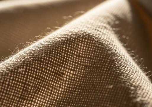 Close-up of woven fabric texture with natural light and shallow depth of field