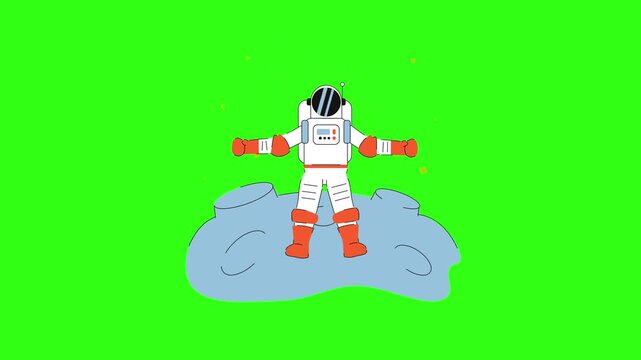 Jumping astronaut in a moon animation