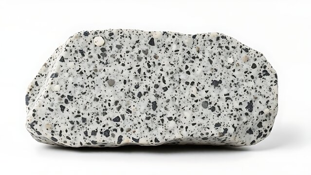 geofence. Close-up of rough granite sample with coarse-grained patterns on neutral background. STEM education sheets, lab safety posters, designed for biotech research communications.