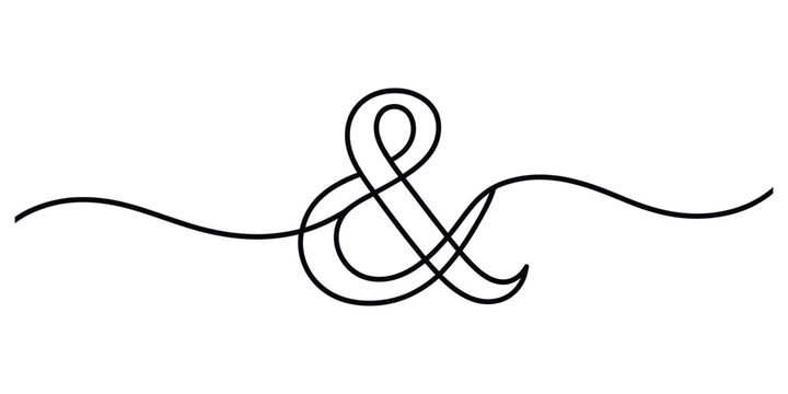 Elegant continuous line drawing of ampersand symbol