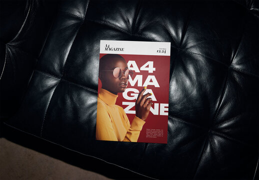 Mockup Of A4 Magazine With Customized Cover