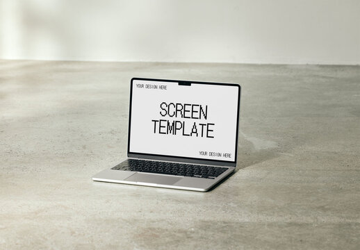 Mockup Of Open Laptop With Customizable Screen