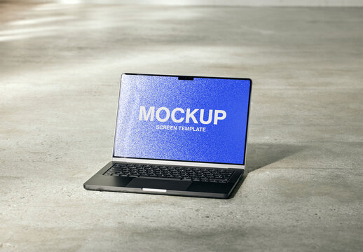 Mockup Of Open Laptop With Customized Screen
