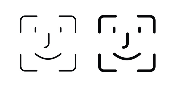 Face id icon pack vectors for graphic projects.